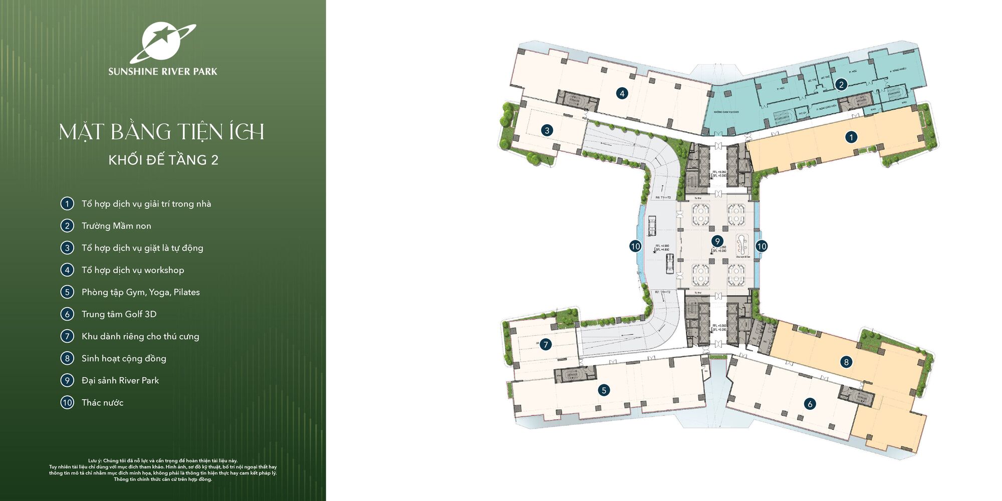 Hệ sinh thái tiện ích Sunshine River Park, tiện ích nội khu chuẩn "Resort in City" 35 Mặt bằng tiện ích Khối đế tầng 2 Sunshine River Park