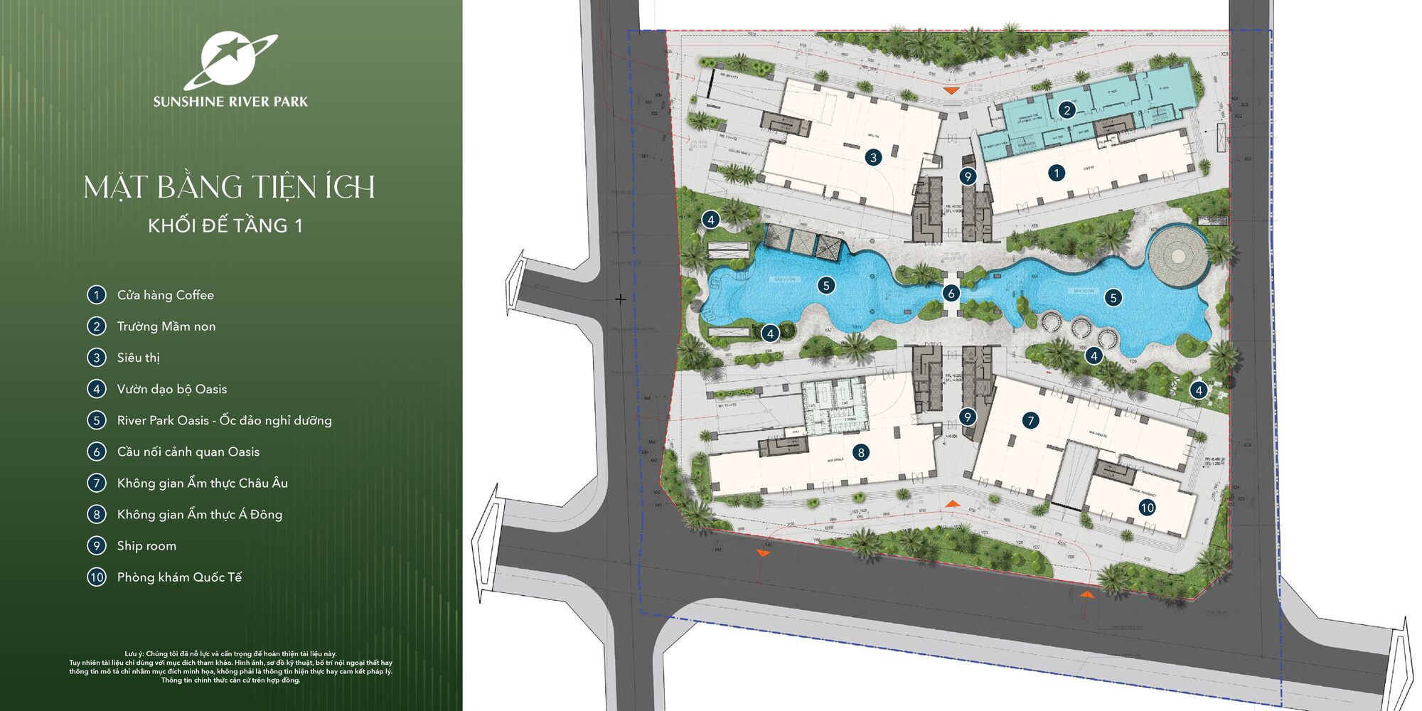 Hệ sinh thái tiện ích Sunshine River Park, tiện ích nội khu chuẩn "Resort in City" 34 Mặt bằng tiện ích tầng 1 Sunshine River Park