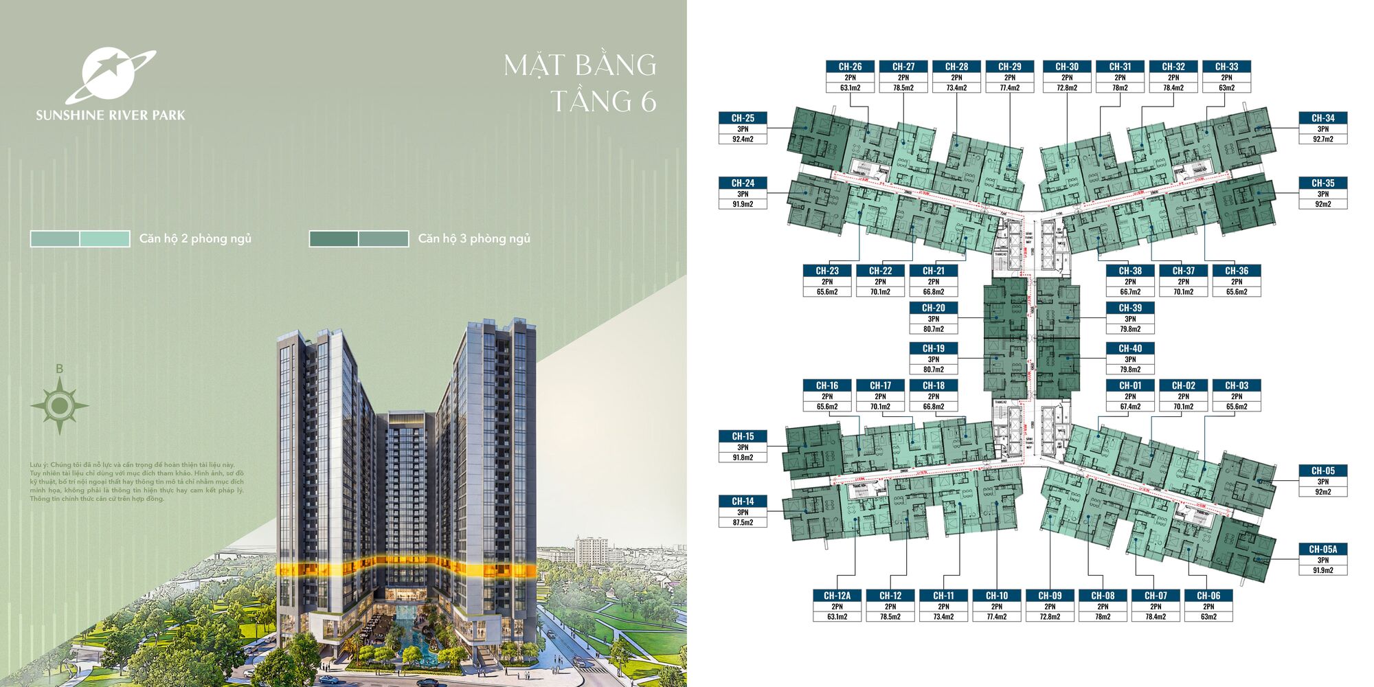 Trang chủ 71 Mặt bằng điển hình tầng 6 Sunshine River Park